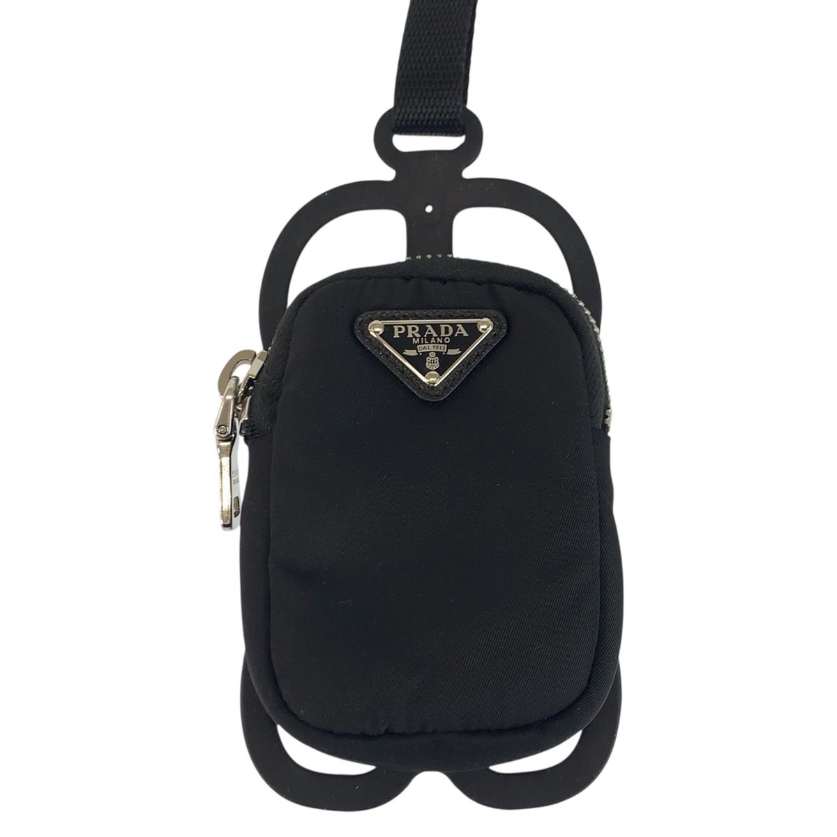 美品 テスート 三角ロゴプレート ブラック 黒 シルバー金具 ナイロン/ラバー 携帯 スマホアクセサリー 男女兼用 601784