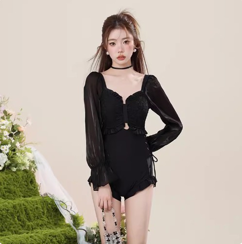 水着 スイムウエア ワンピース水着 長袖 ボリューム袖 ノンワイヤー ハイウエストフリル 伸縮性 かわいい 大人可愛い きれいめ シンプル カジュアル 大人 上品 おしゃれ かっこいい 大人女子 こな 8,340円