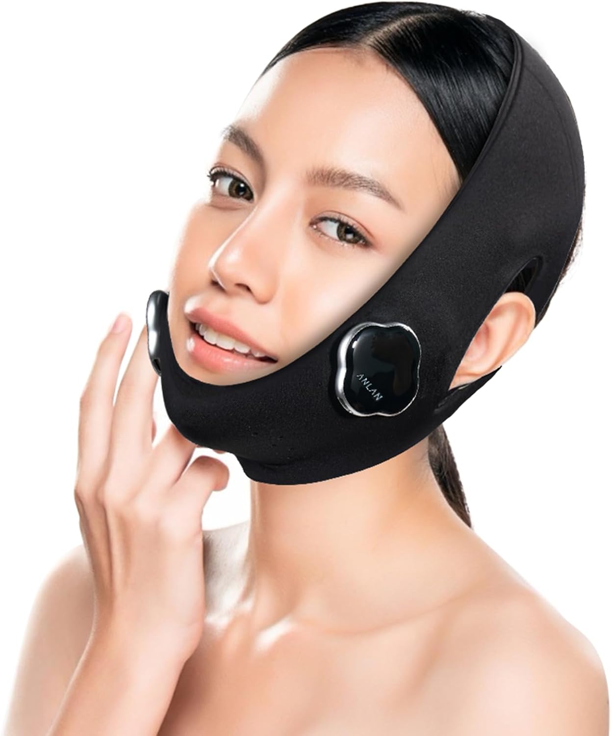人気雑誌掲載 ANLAN 美顔器 ems リフト フェイスベルト 表情筋 顔 フェイスライン 二重あご 3種類EMSモード 5段階強度 男女兼用 マスク型 ウェアラブル美顔器 プレセント