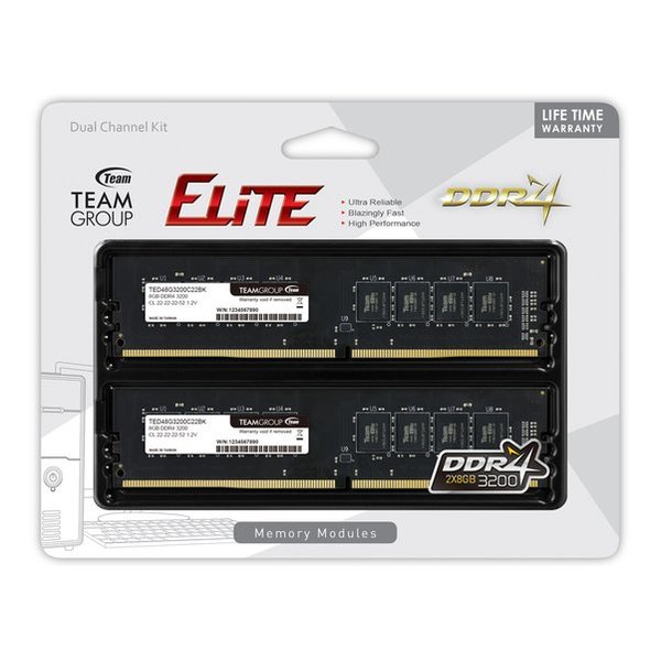 DDR4 PC4-25600 8GB 2枚組 TED416G3200C22DC01