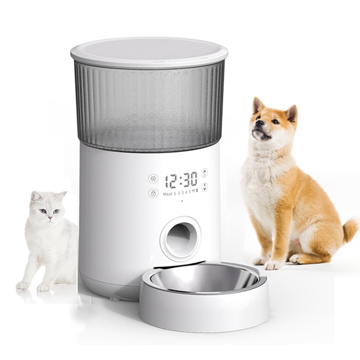自動給餌器 猫 中小型犬用 タッチパネル式 4L大容量 1日5食 自動餌やり器 手動給餌可 音声録音