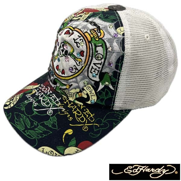 現品限り アウトレット エドハーディー キャップ Ed Hardy Cap LOVE KILLS SLOWLY WEB ネイビー ホワイト メンズ レディース エド・ハーディー 正規品