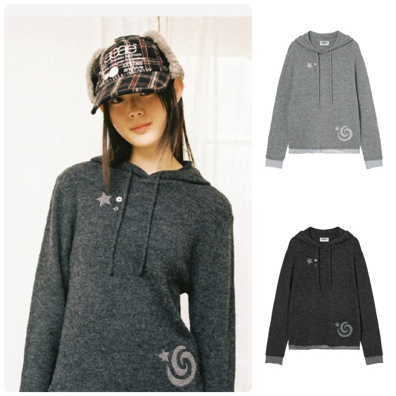 【aeae】 25FW LAYERED KNIT HOODIE : 2COLORS
