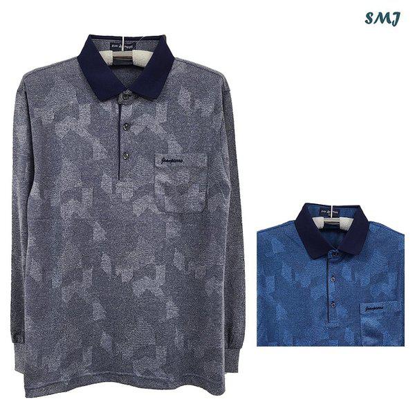SMJ1708 ジャンピエル 長袖カラー Tシャツ 中年男性 長袖Tシャツ 春夏秋