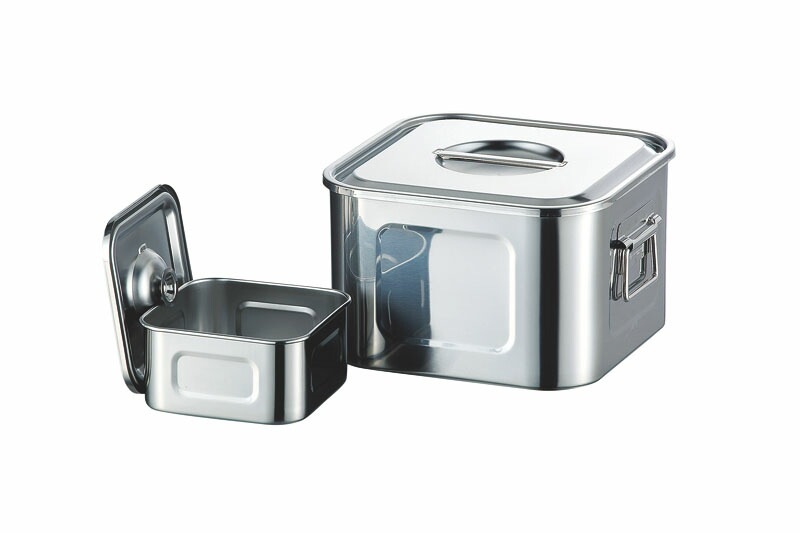 （まとめ買い）赤川器物製作所 AG 18-8浅型角キッチンポット（ツマミ付） 18cm 手無 [x3] 8,502円