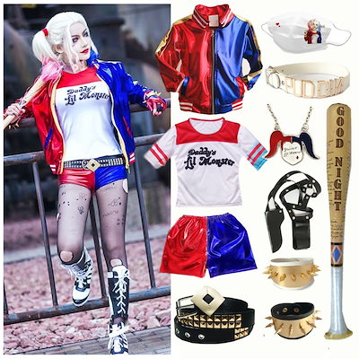 12点 ハーレイクイン コスプレ衣装 子供大人プレミアム ジャケットスーサイドスクワッド 変装仮装 ロールプレイqoo10