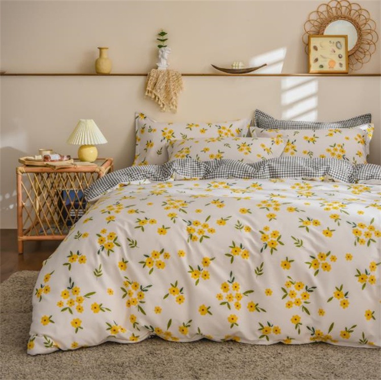 早い者勝ち 掛け布団カバー 純綿 4点セット シーツ 大人気 可愛い 肌にやさしい 綿 怠惰な風