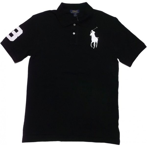 POLO Ralph Laurenボーイズサイズ 半袖 ビッグポニー 鹿の子 ポロシャツ ブラック boys PR2-1019