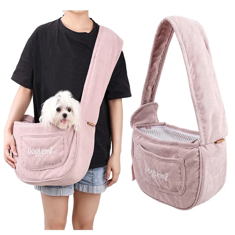 猫と犬のキャリアバッグ 軽量のペットキャリア 洗えるコーデュロイ 通気性のあるトラベルバッグ チワワのヨークシャー用
