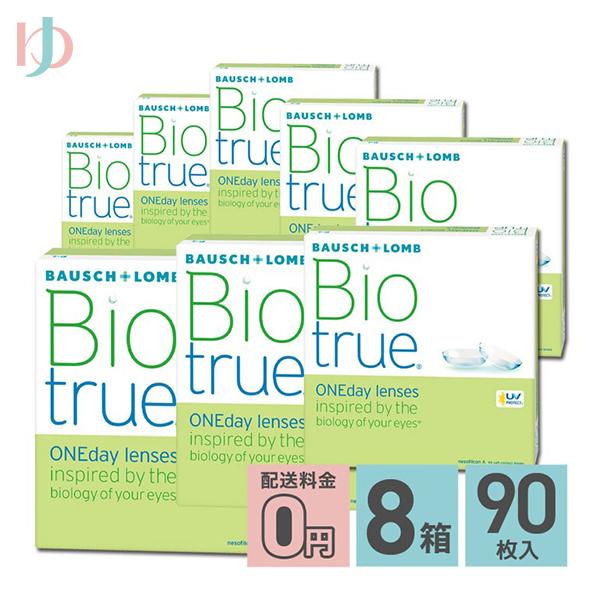 バイオトゥルーワンデー 90枚入 8箱セット 1日使い捨てコンタクトレンズ 1day ボシュロム うるおい UVカット クリアレンズ 高含水 酸素 なめらか 自然 近視 大容量