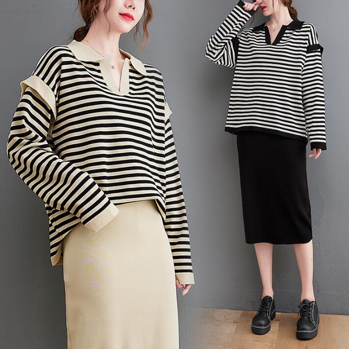 【急速出荷!】ニット　スカート セットアップ ニット　2点セット　ヘンリーネック　リブ編み　レディース 　セットアップ 　リブニット　セーター 　ロング丈　ミモレ丈　タイトスカート 　ボーダー　トップ