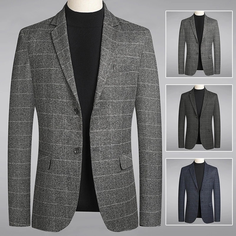 テーラードジャケット メンズ ブレザー 切り替え チェック柄 スーツ 長袖ビジネススーツ 紳士用 通勤
