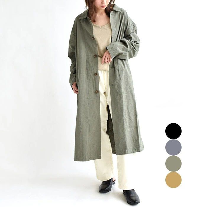 ダンプワッシャーオーバーコート ロングコート アウター コート レディース 秋 冬 ゆるカジ カジュ