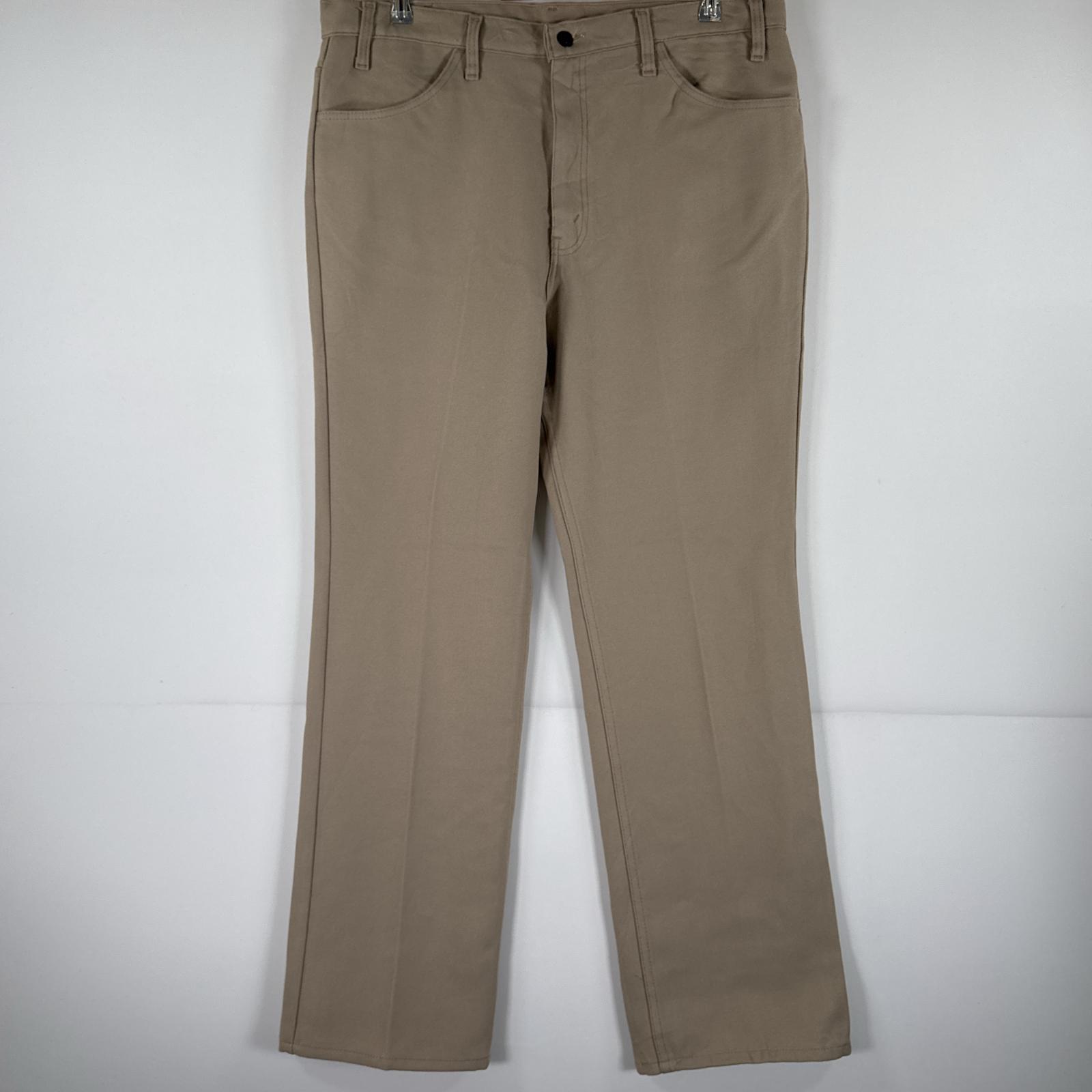 古着 90s/90年代 USA製 スラックスパンツ ランチャーパンツ フレア ブーツカット ポリエステル ベージュ メンズ