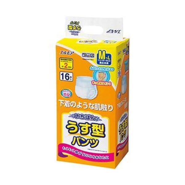 （まとめ）カミ商事 エルモア いちばんうす型パンツ M-L 1パック（16枚）[x10セット]