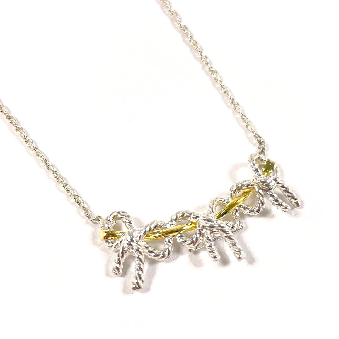 トリプルリボン ネックレス シルバー シルバー925 レディース