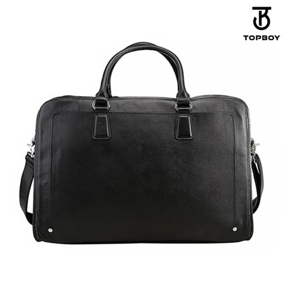 (TOPBOY) ビジネスブラックレザークロストートバッグ (BG137)
