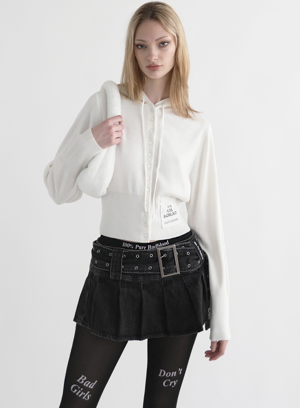 【BADBLOOD】 PURE BUTTON-UP HOODED CARDIGAN : 3COLOR