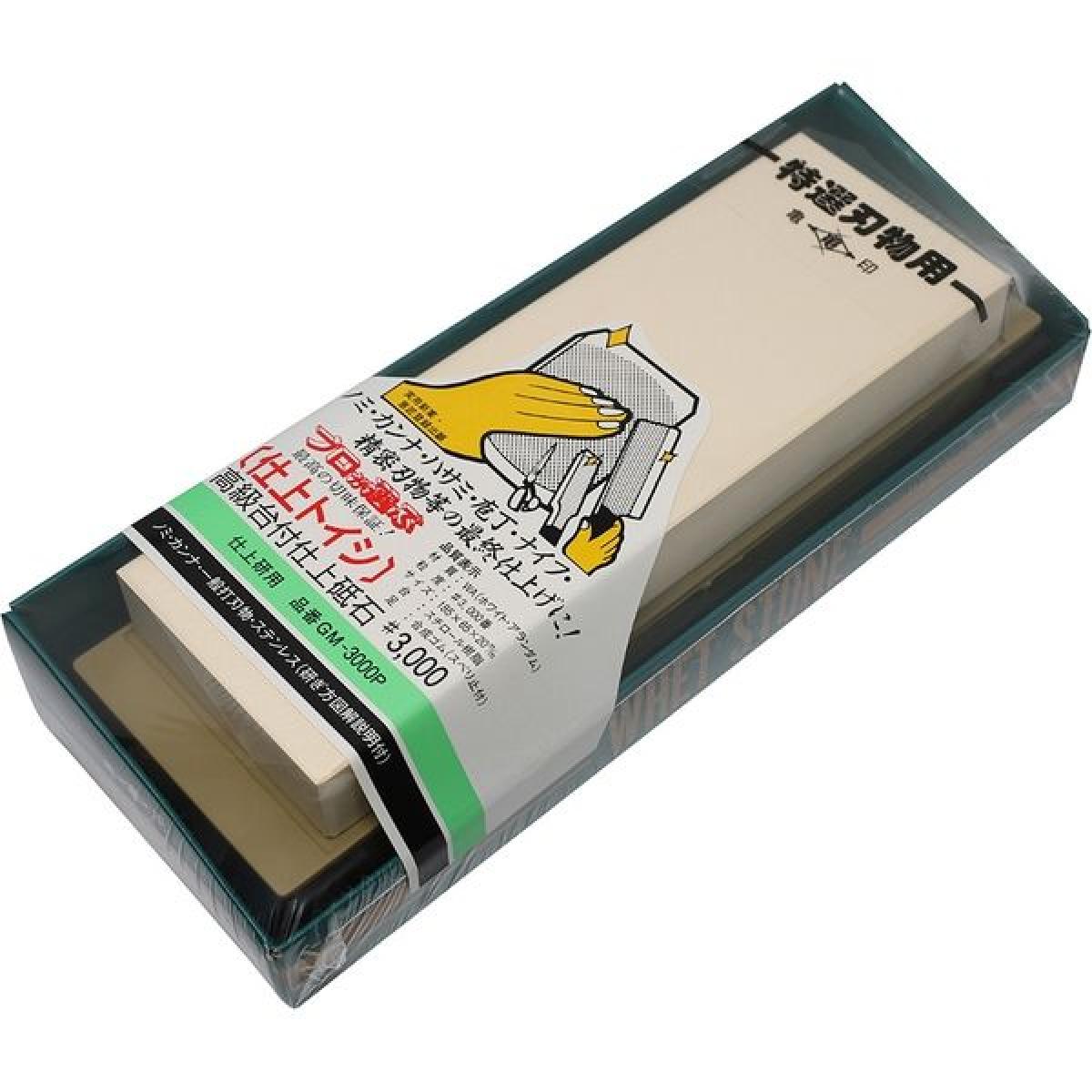 フチオカ 亀印 高級台付仕上砥石 仕上研用 GM-3000P 【のみ かんな 鋏 包丁 ナイフ 最終仕上げ用砥石】