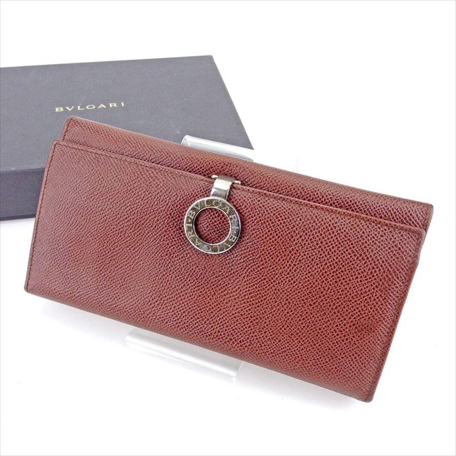 長財布 財布 ファスナー付き ブルガリブルガリ ブラウン シルバー 中古