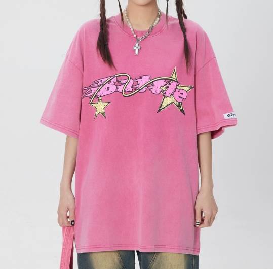 レディース トップス ロンT カットソー Tシャツ 半袖 5分袖 ラウンドネック ワイド ストリート ヒップホップ かわいい カジュアル おしゃれ かっこいい ラフ クール 存在感 アメリカン