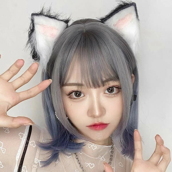 ウィッグ フルウィッグ ブルー ブラウン ショート 内巻き ボブ レディース ハロウィン ふんわり前髪 グラデーション ナチュラル 原宿風 かつら ぱっつん前髪 コスプレ 耐熱ウィッグ コスチューム