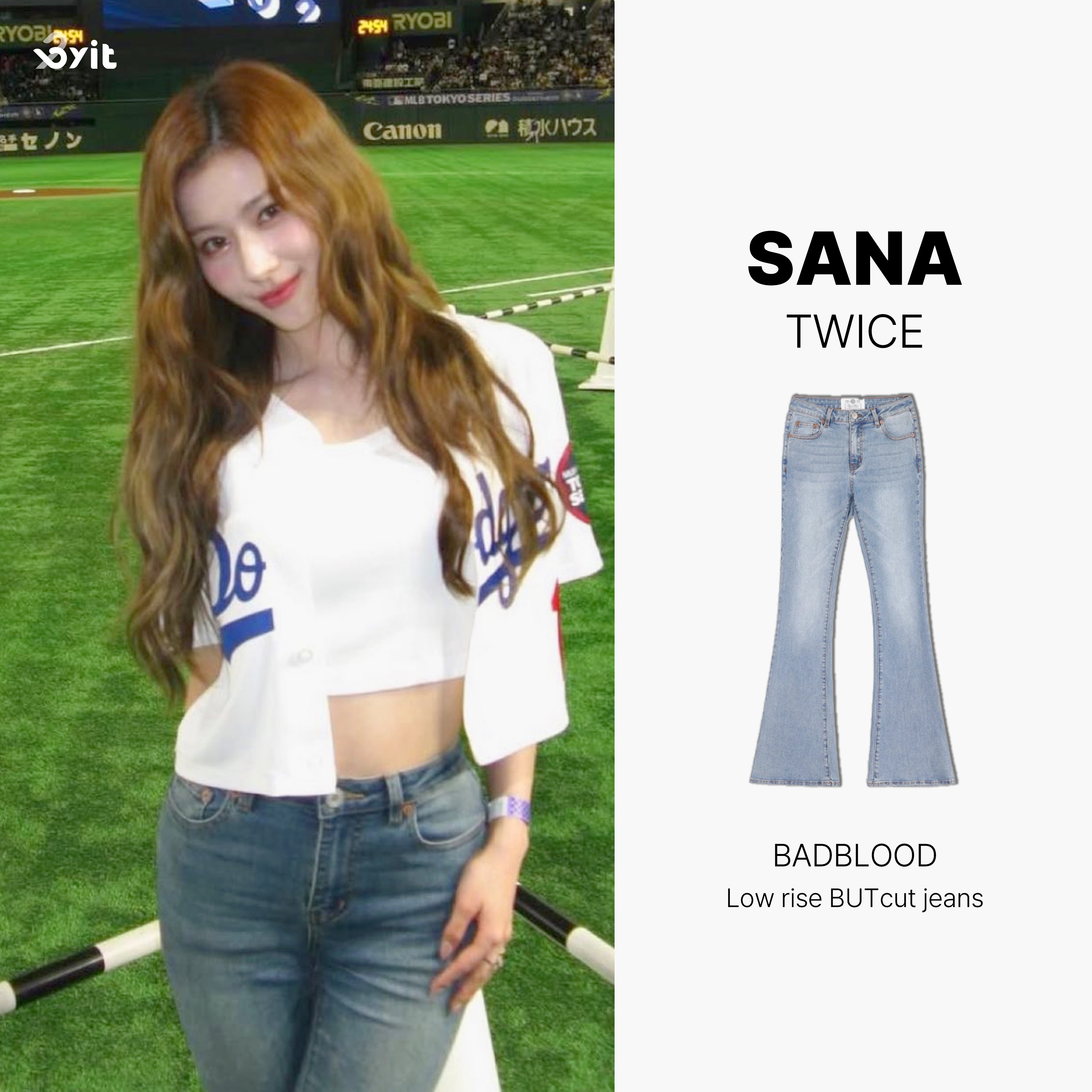 【TWICE SANA pick!】 サナ デニム ジーンズ 0119 Low Rise Bootcut Jeans Light Blue 正品.