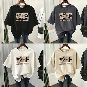 【】ディズニーミッキー ペアルックTシャツ/レディース ルームウェア 半袖 Tシャツ 大きいサイズ