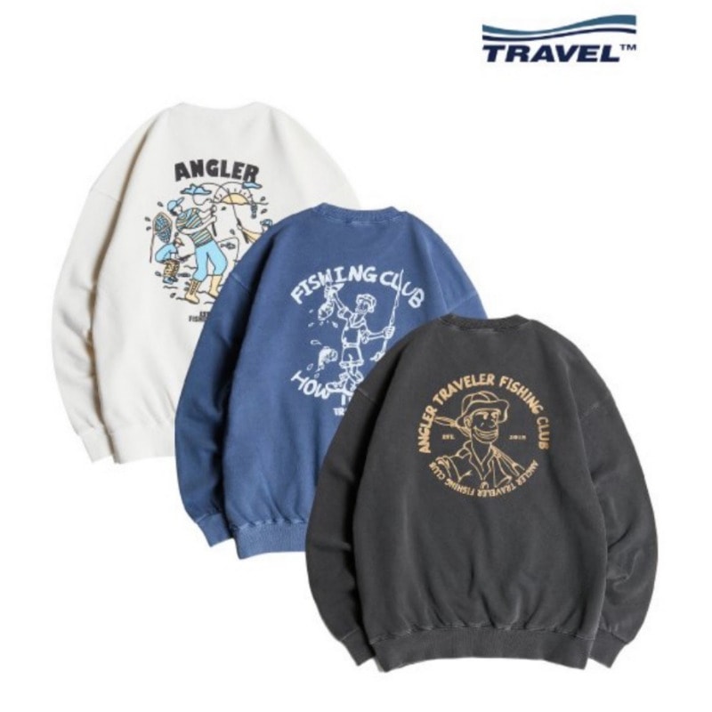 TRAVEL / FISHING ART WORK PIGMENT SWEATSHIRT