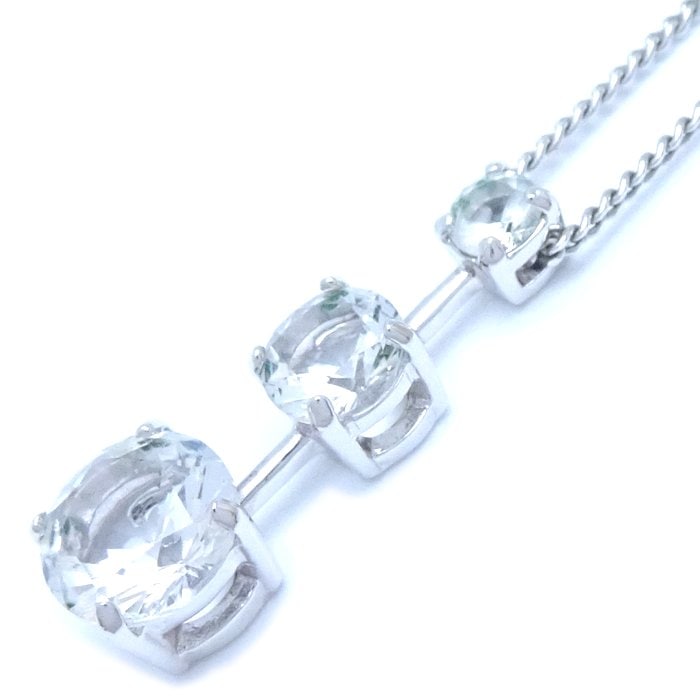スリーポイントストーン ネックレス クリスタル シルバーメッキ/292554【中古】