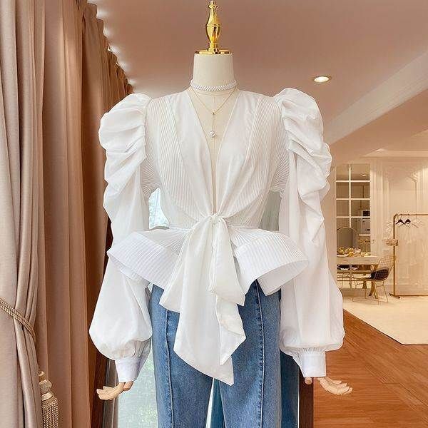 大人可愛い かわいい 上品 モード 存在感 長袖 リボン S ライム シンプル レディース ピンク M L きれいめ Vネック シャツ イベント ブラック カジュアル ウエストマーク ス ホワイト ブ