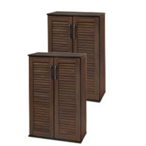 ルーバーシューズラック2点セット スリムタイプ 幅約60cm ブラウン 棚板（1台）：6枚 組立式 19,832円