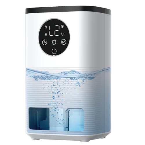 除湿機 小型【2025年新登場・大画面タッチパネル】除湿器 ペルチェ式 強力除湿 静音設計 1600MLタンク 満水自動停止 24時間切タイマー 強除湿/睡眠モード 7色ムードライト 自動除霜機能