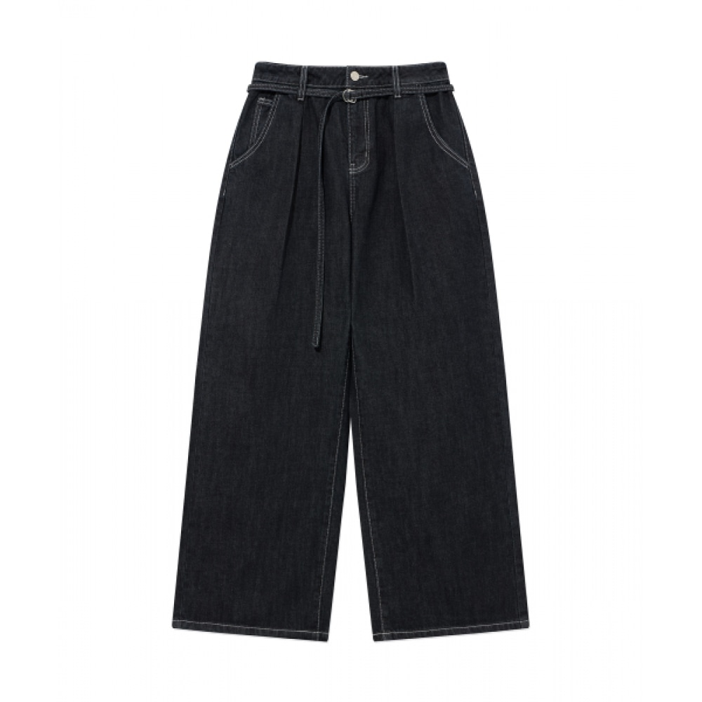 COVERNAT WOMAN ベルト付きワイドデニムパンツ Indigo