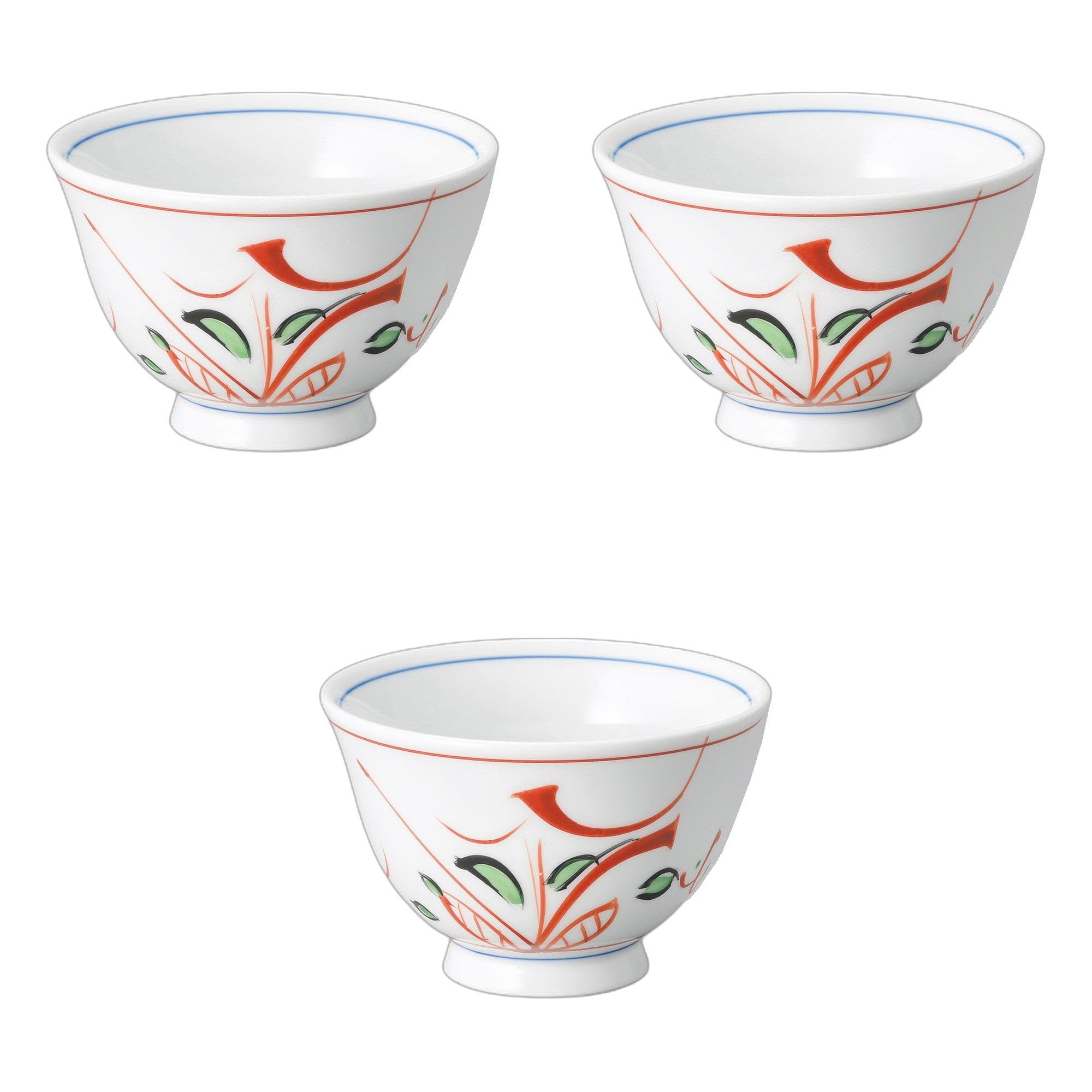 セトモノホンポ(Setomonohonpo) 3個セット 手描き京小花反煎茶 [ 9×5.8cm170cc ] 煎茶陶磁器 強化