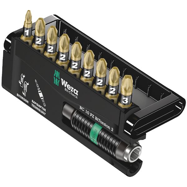 WERA ヴェラ 10点組 ダイヤモンドコーティング ポジドライブビット/ホルダーセット ケース付 347153 工具 作業工具 道具 ツール