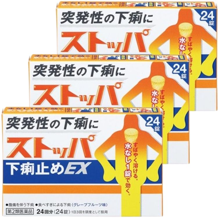 第2類医薬品 3個セット ライオン ストッパ下痢止め EX 24錠 下痢止め 下痢止め薬
