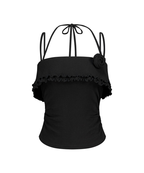【ILLIGO】 ROSE RUFFLE SLEEVELESS BLACK 正規品
