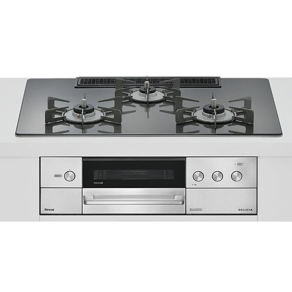 ビルトインガスコンロ プロパンガス用 両側強火タイプ 3口 75cm RHS72W38M15RCSTW-LP ツイードシルバー DELICIA