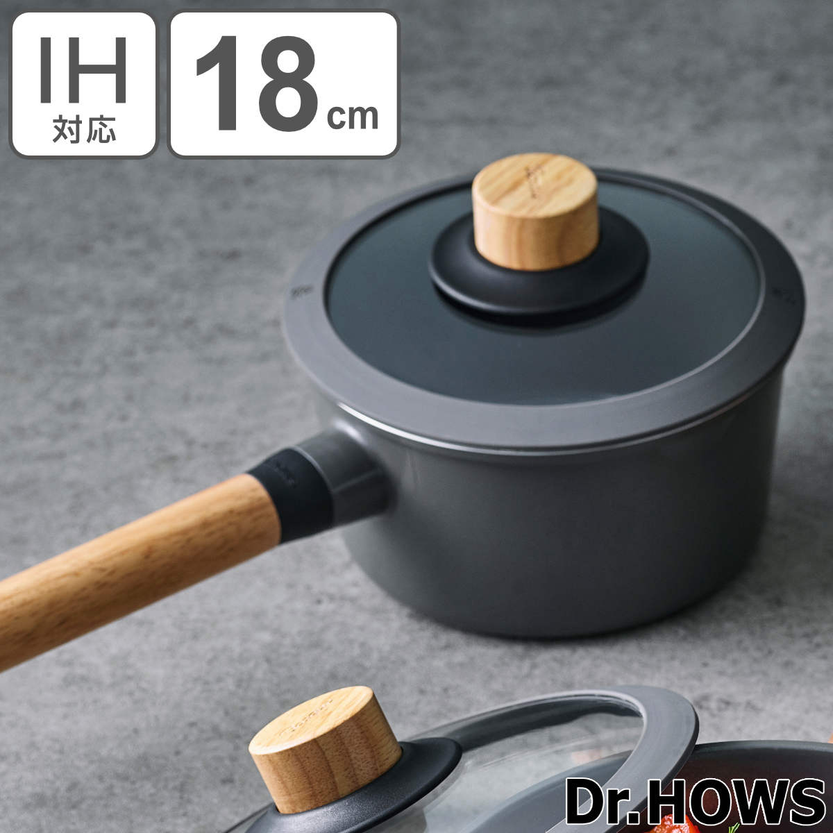 片手鍋 18cm IH対応 BOSQUE ドクターハウス Dr.HOWS ガス火対応 オール熱源対応 片手なべ セラミック加工 ガラス蓋 韓国 18センチ ソースパン ミルクパン 小鍋
