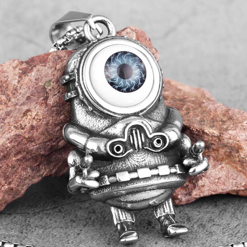 ビッグアイ宇宙人ステンレスペンダントトップ 1個販売 面白い 宇宙服 眼 目 立体 3D ネックレス