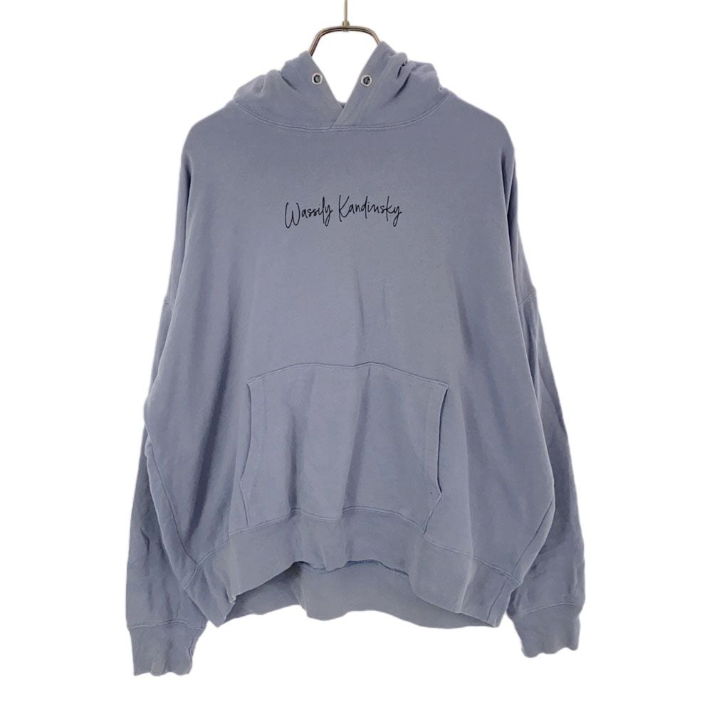 プリント 長袖 スウェットパーカー 42 ライトブルー プルオーバー トレーナー メンズ