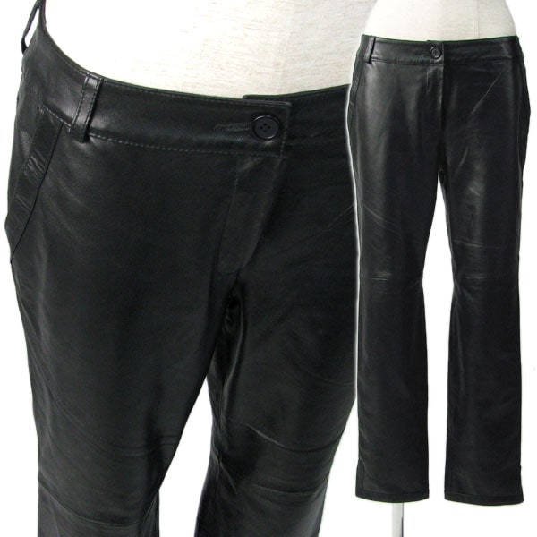 柔らか ラム レザー スリットデザイン パンツ ブラック 送料無料 レディース ギフト プレゼント 29,250円