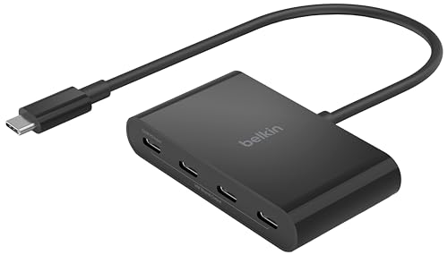 Belkin Connect USB-C to 4ポートUSB-Cハブ(4-in-1) 100W PD タイプCポート10Gbps 超高速データ転送 FRS技術搭載 データ破損防止 全ポートオーディオ