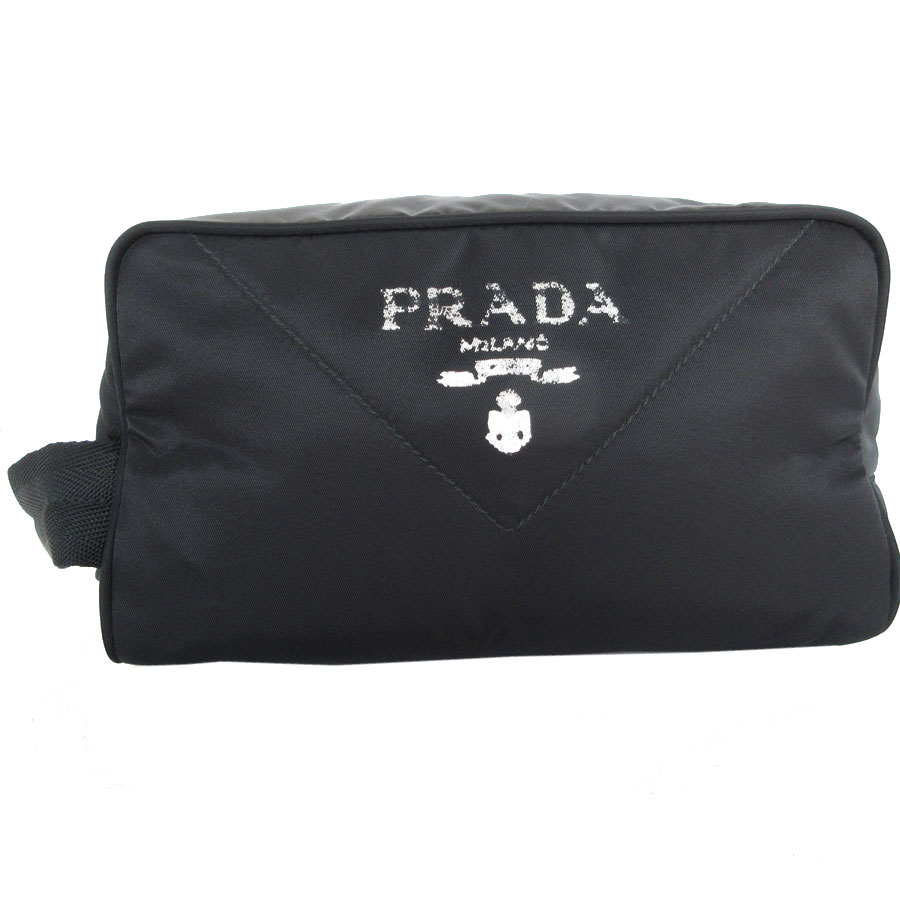 プラダ PRADA ハンドバッグ クラッチバッグ ナイロン ブラック シルバー ユニセックス s0267aハンドバッグ