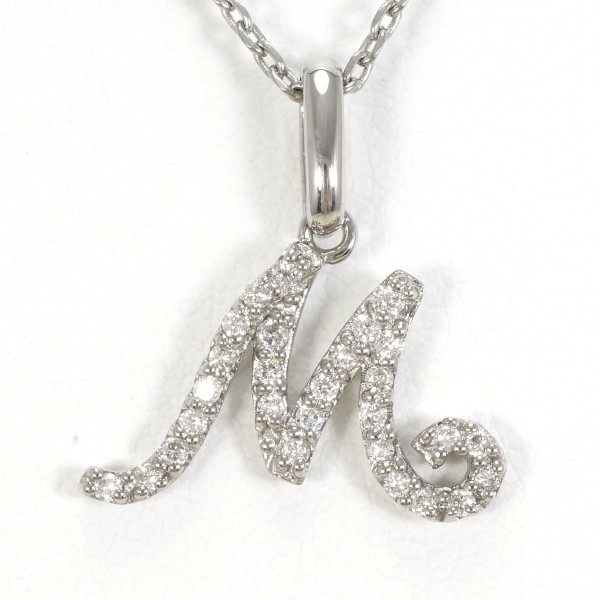 K18 18金 WG ホワイトゴールド K14WG ネックレス ダイヤ 0.14 ジュエリー 中古