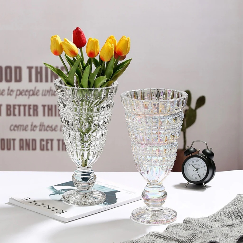 【20点セット】【送料無料】ヨーロッパ式の軽くて贅沢できらきら光る水晶透明ガラス花瓶生け花応接間の花装飾水養水耕栽培の家の置物