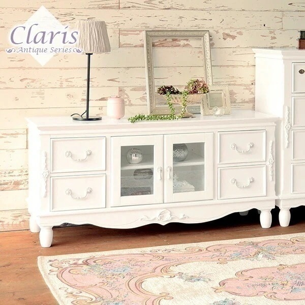 テレビ台 おしゃれ テレビボード TV台 TVボード ローボード ロータイプ マルチラック ホワイト 姫系 アンティーク風 幅120cm クラリス