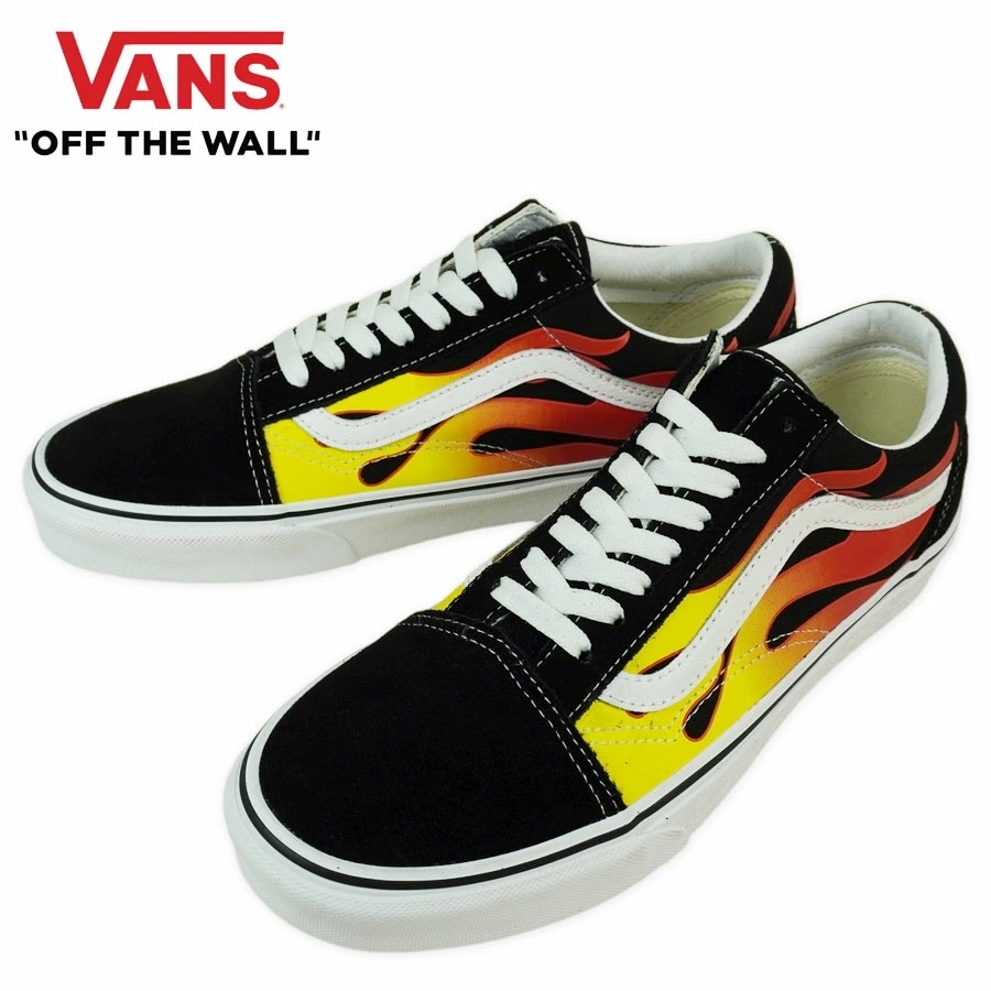 バンズ VANS ヴァンズ【箱無し】OLD SKOOL オールドスクール(FLAME)BLACK/BLACK/TR WHT(フレイム)ブラック/ブラック/トゥル