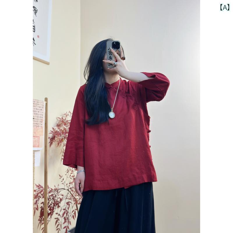 レディース　　シャツ　トップス 雲 建 口 女性用 中国 リネンシャツ な と スタイル 2025 春夏の新